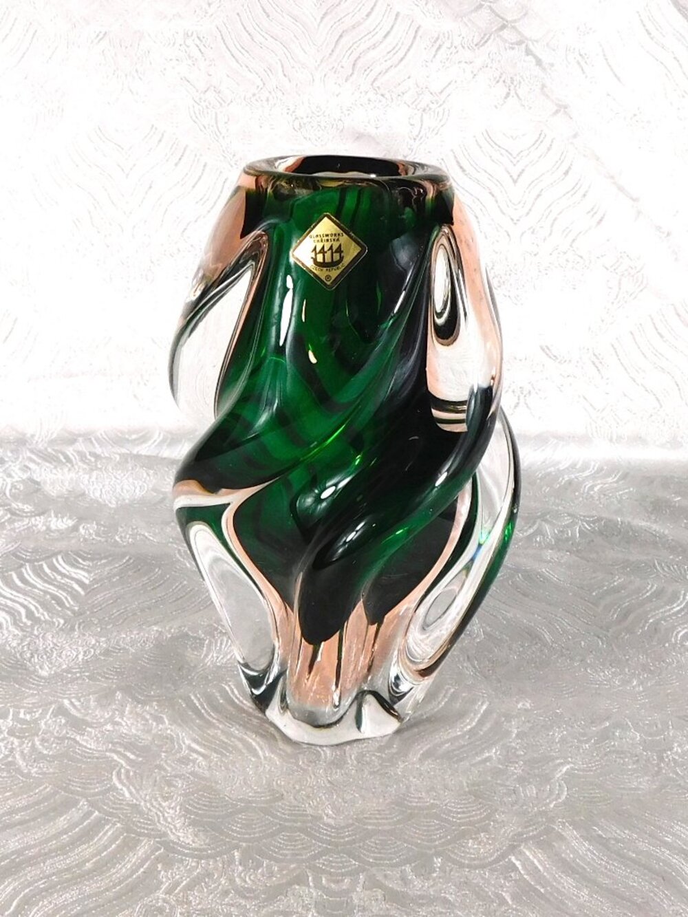 Glassworks Small Green Swirled Glass Vase # 27779